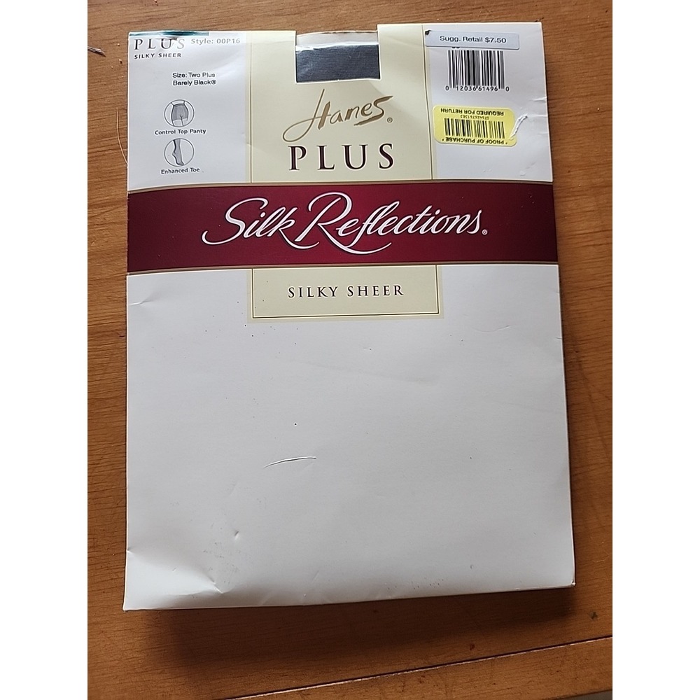 Hanes Plus Pantyhose Silk Reflections Barely Black Sheer Size TWO PLUS